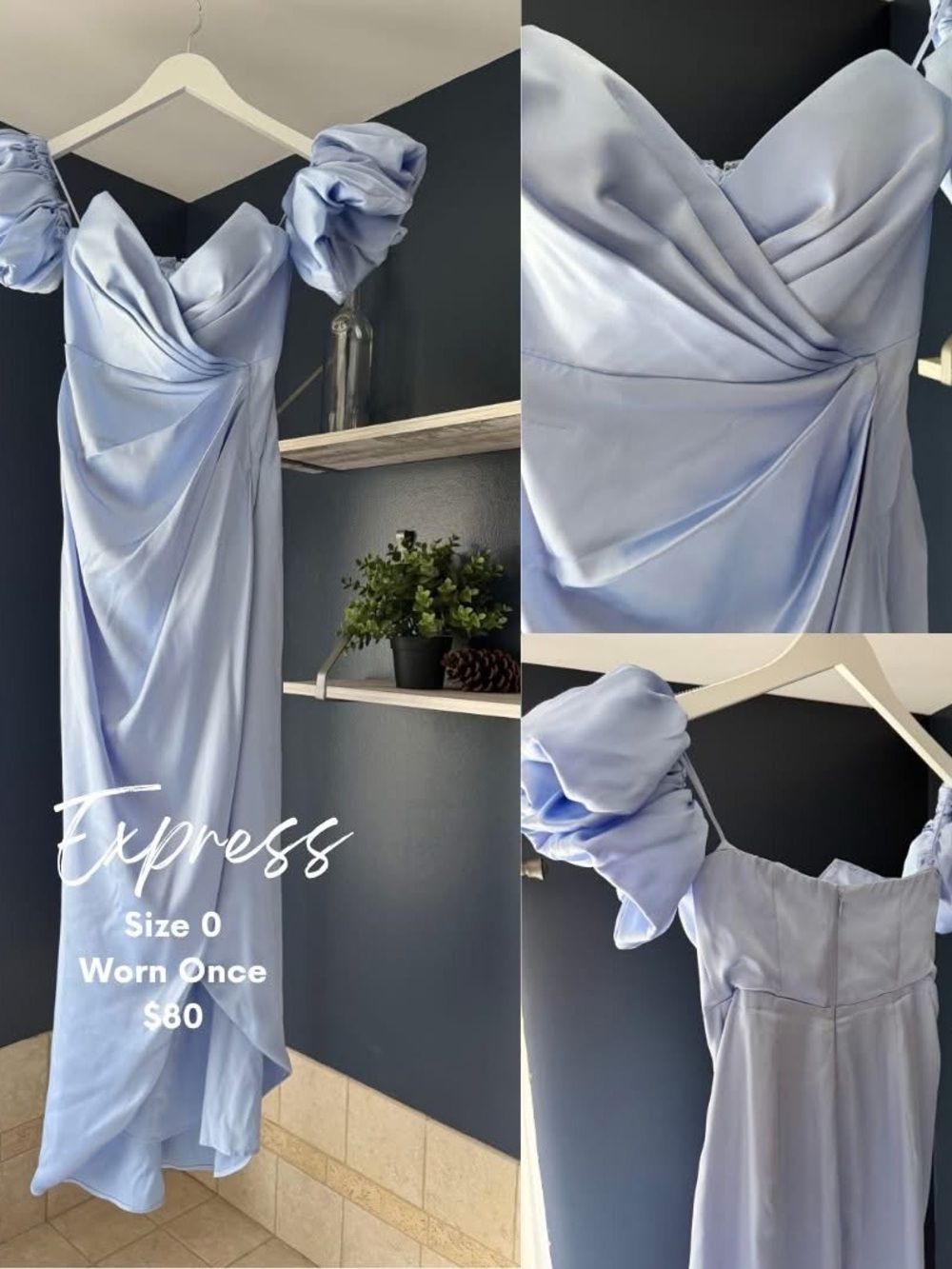 Express Pale Blue Satin Gown